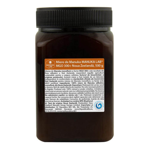 Miere de Manuka MANUKA LAB, MGO 300+ Noua Zeelanda, 500 g, naturala